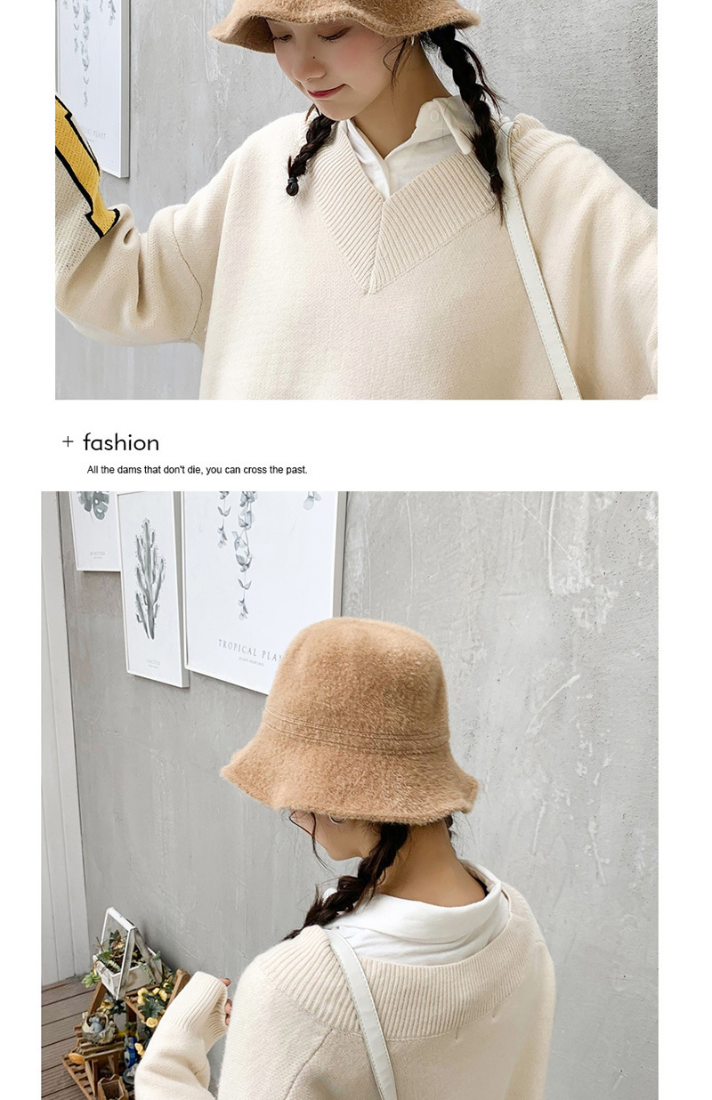Fashion Imitation Hairy Beige Imitation Velvet Fisherman Hat,Beanies&Others