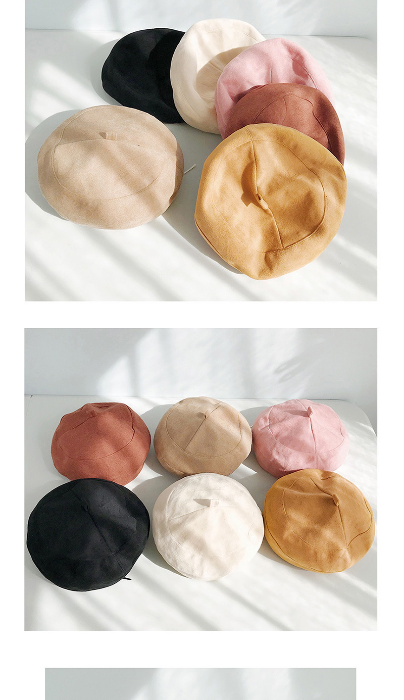 Fashion Stitched Suede Caramel Suede Beret,Beanies&Others