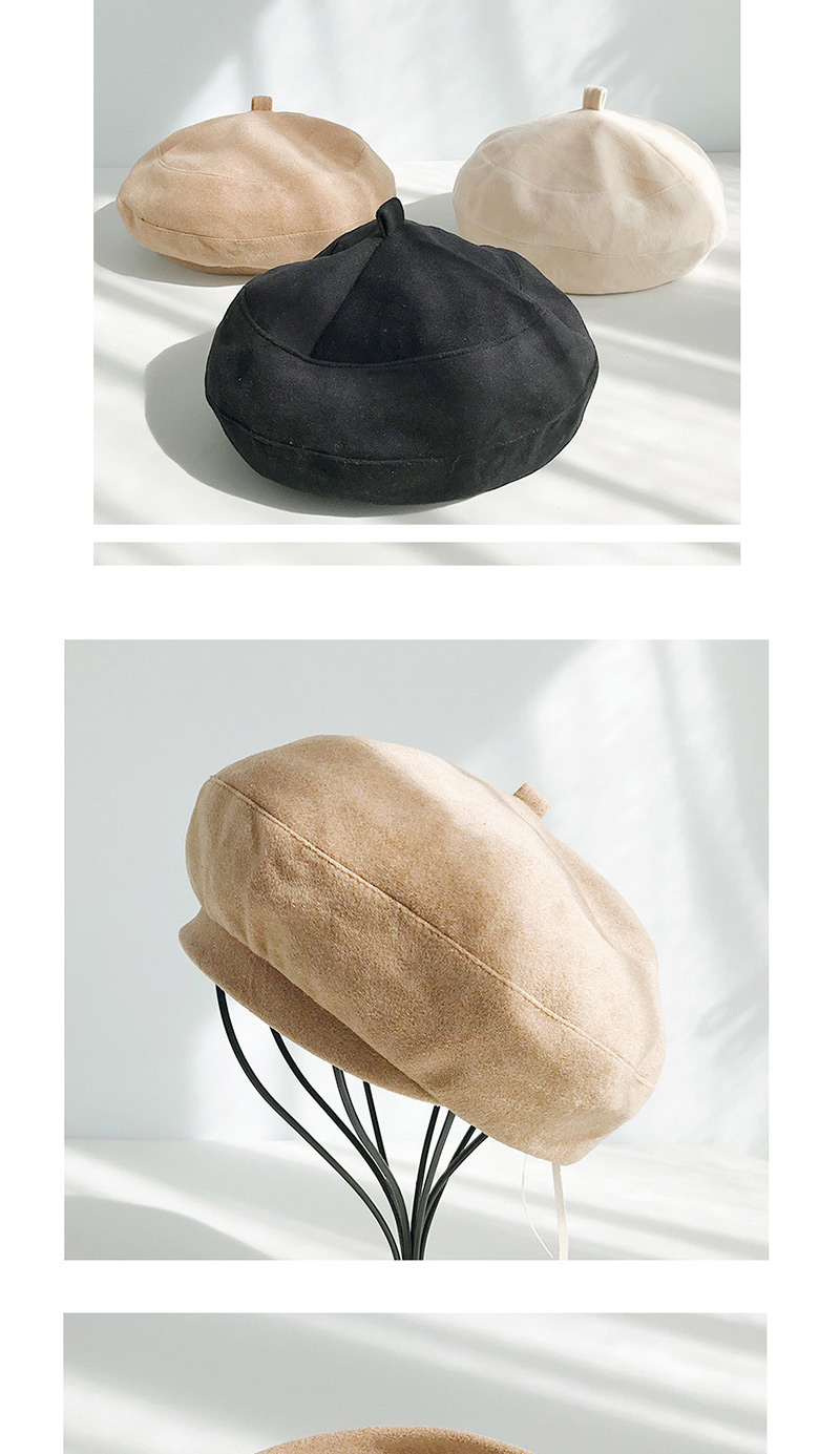 Fashion Stitched Suede Caramel Suede Beret,Beanies&Others