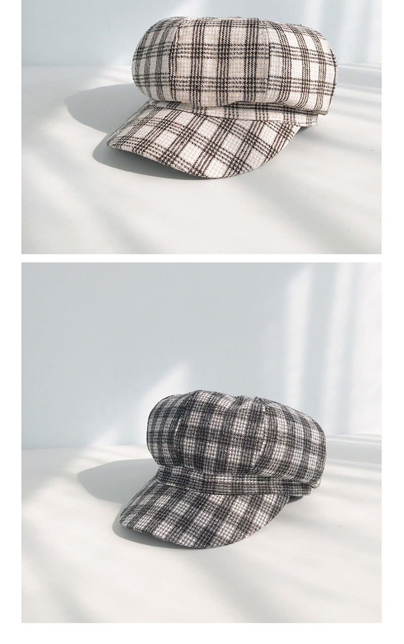 Fashion Four-line Wine Red Plaid Beret,Beanies&Others