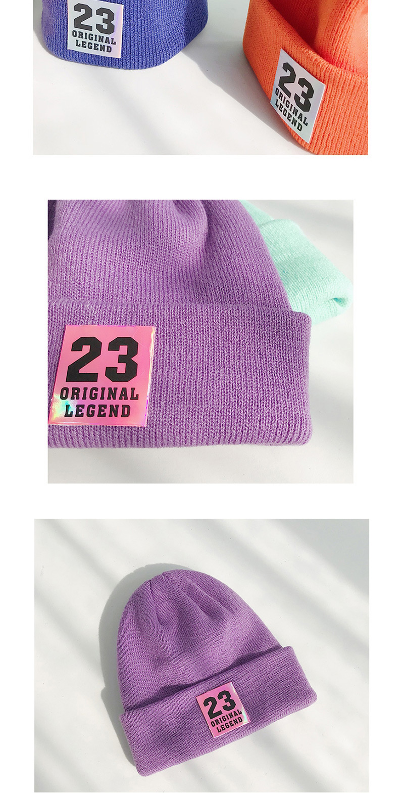 Fashion 23 Label Purple Pointed 23 Labeling Knitted Wool Cap,Knitting Wool Hats