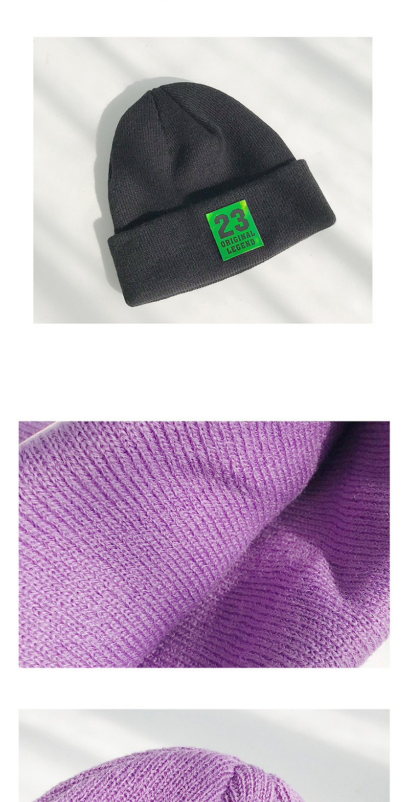 Fashion 23 Label Purple Pointed 23 Labeling Knitted Wool Cap,Knitting Wool Hats
