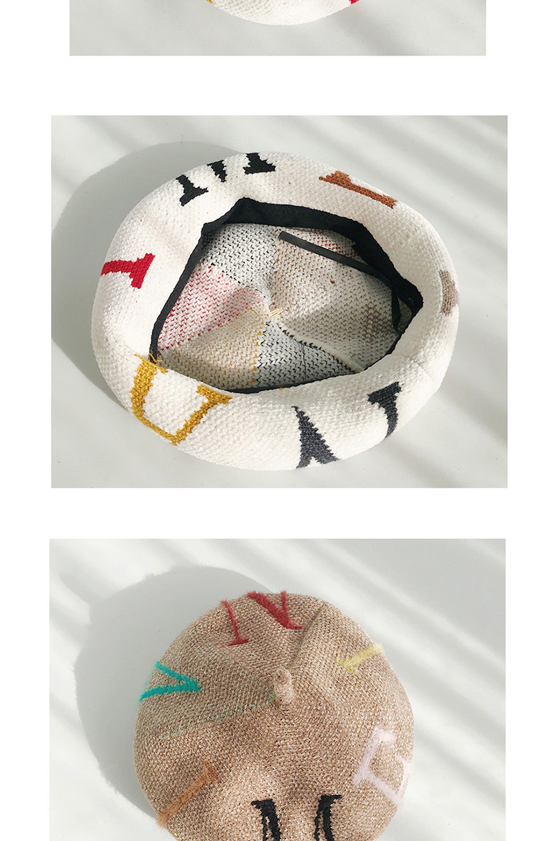 Fashion Chenille Big Letter White Letter Knit Beret,Knitting Wool Hats