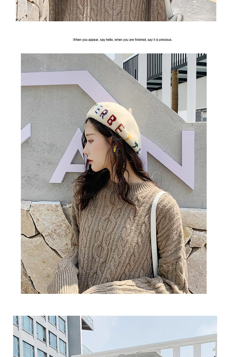 Fashion A Circle Of Letters Camel Letter Beret,Beanies&Others