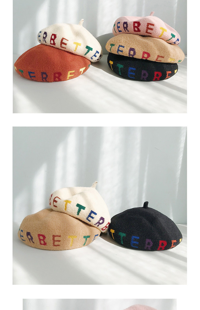 Fashion A Circle Of Letter Caramel Letter Beret,Beanies&Others