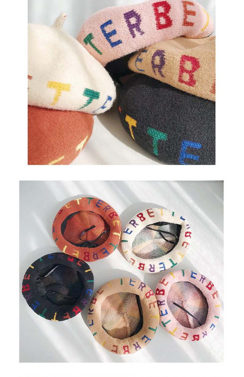 Fashion One Circle Of Letters Black Letter Beret,Beanies&Others