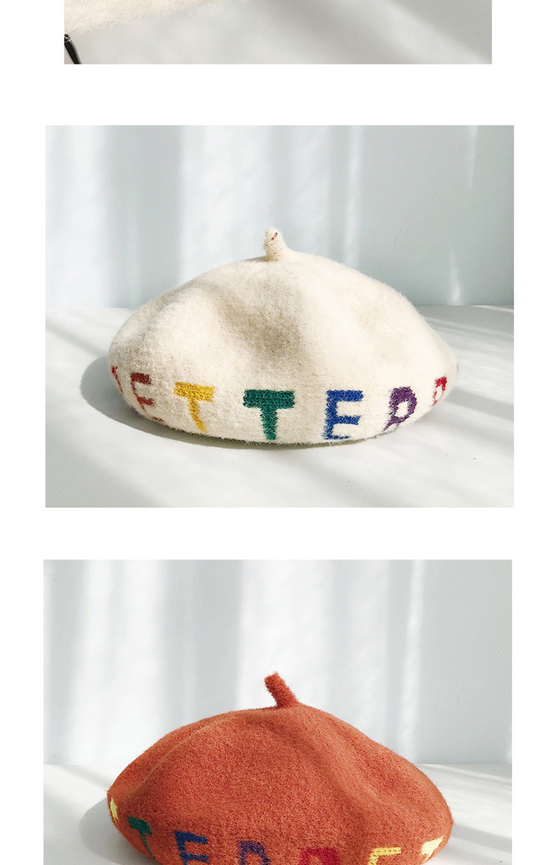 Fashion One Circle Of Letters Beige Letter Beret,Beanies&Others