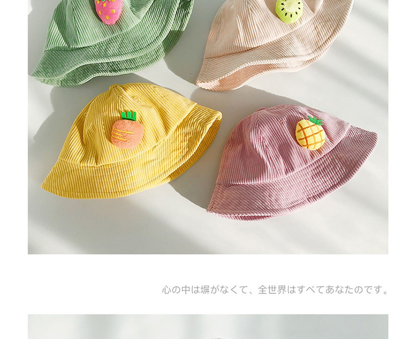 Fashion Strawberry Green Corduroy Three-dimensional Fruit Baby Fisherman Hat,Sun Hats