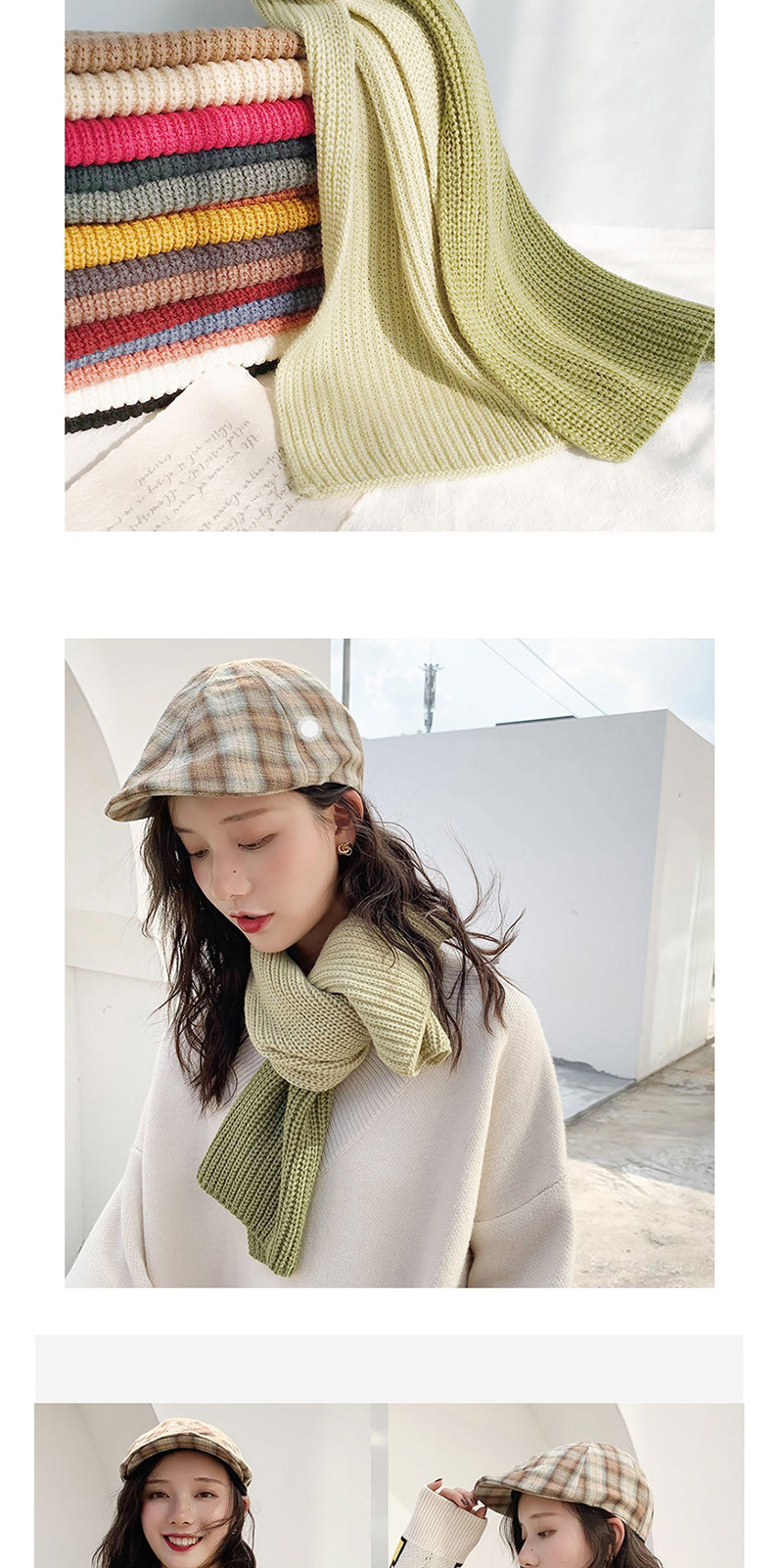 Fashion Two-color Stitching Turmeric + Dark Gray Stitched Two-tone Knit Short Scarf,knitting Wool Scaves