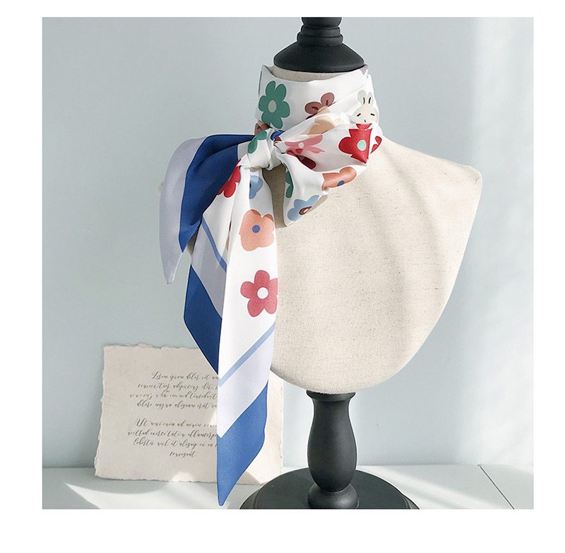 Fashion Apricot Blue Side Face Angled Print Scarf,Thin Scaves