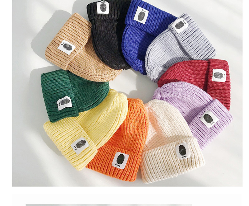 Fashion Handprinted Beige Cloth-knitted Baby Wool Hat,Children