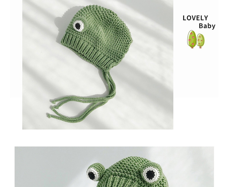 Fashion Frog Beige Cartoon Frog Big Eye Wool Cap,Children