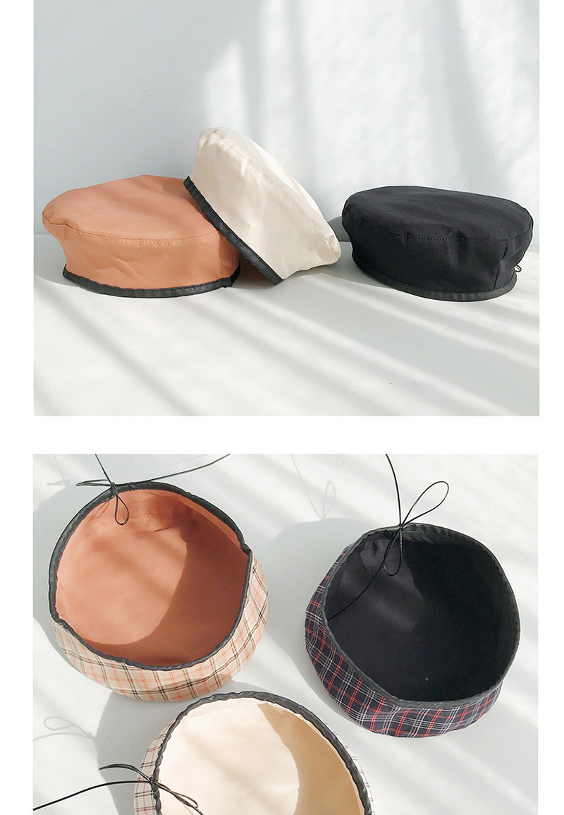Fashion Double-sided Plaid Beige Double-sided Plaid Beret,Beanies&Others