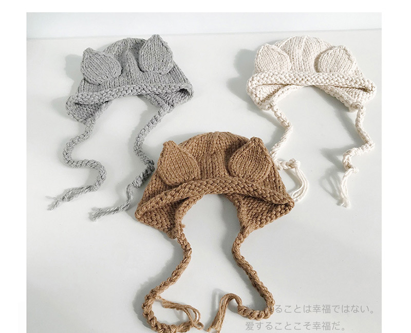 Fashion Stereo Ear Brown Knitted Baby Hat,Children