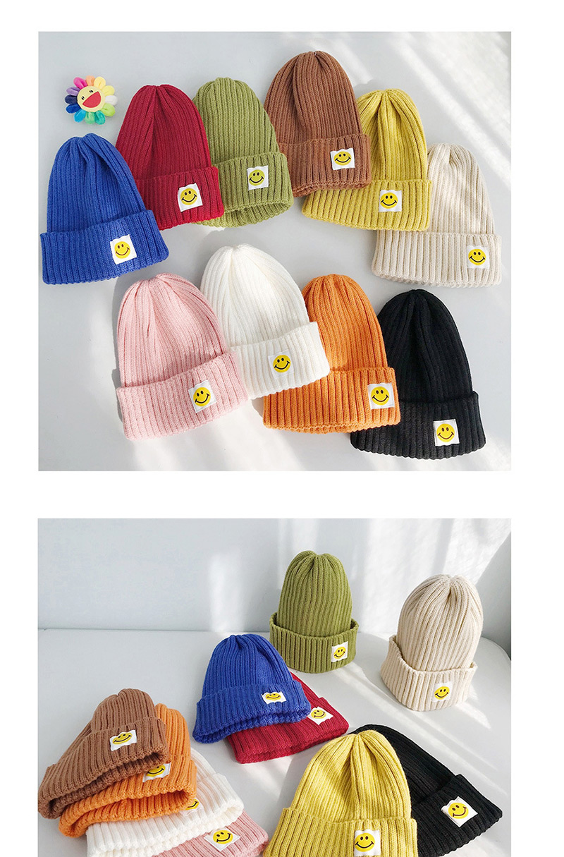 Fashion Patch Smiley Black Patch Smiley Wool Cap,Knitting Wool Hats
