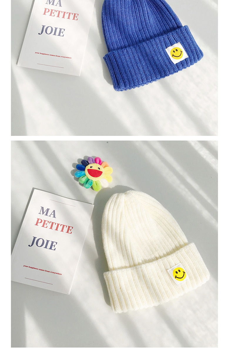 Fashion Patch Smiley Black Patch Smiley Wool Cap,Knitting Wool Hats