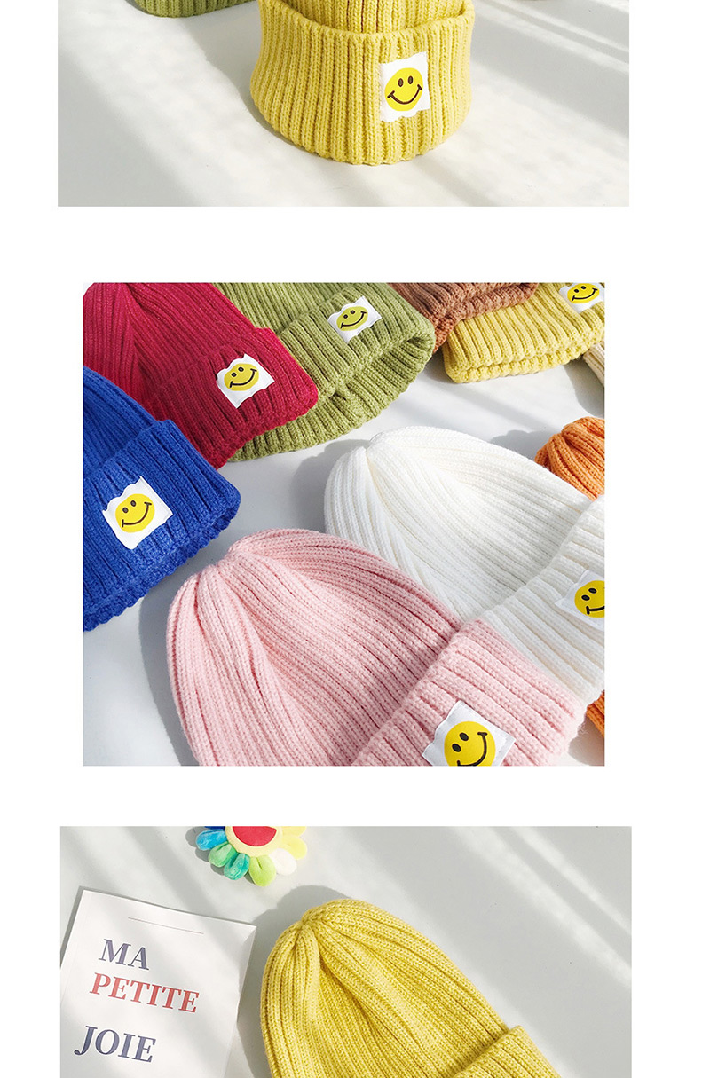 Fashion Patch Smiley Beige Patch Smiley Wool Cap,Knitting Wool Hats