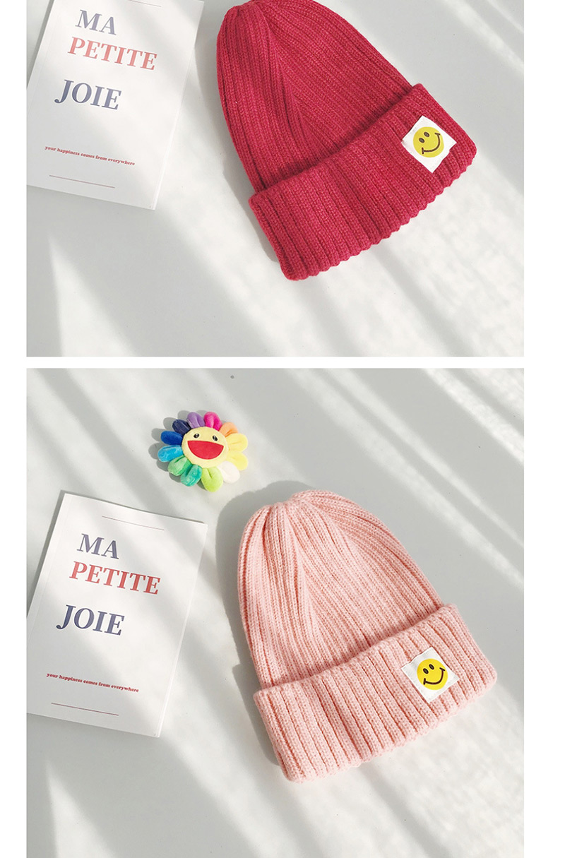 Fashion Patch Smiley White Patch Smiley Wool Cap,Knitting Wool Hats