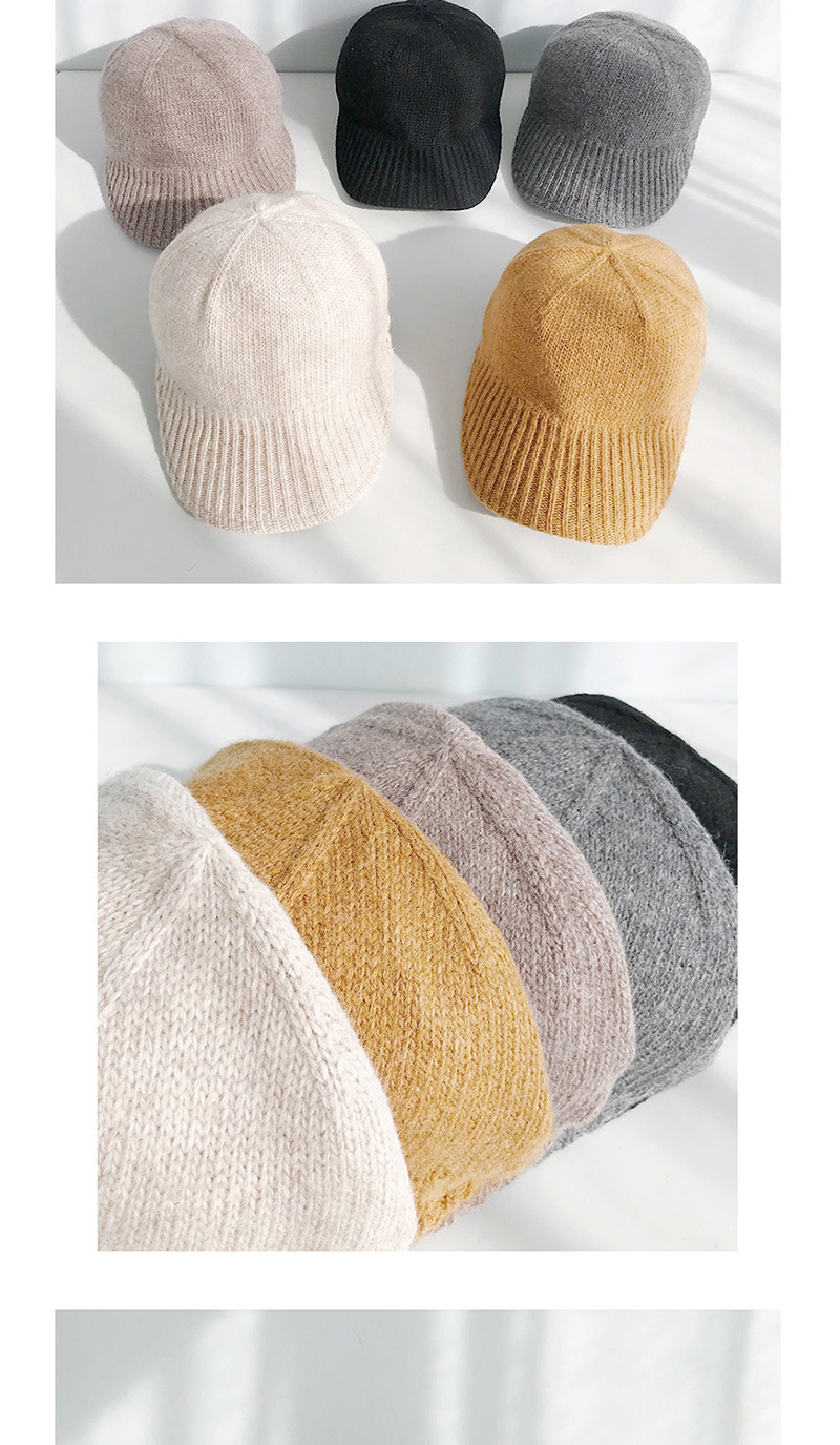 Fashion Wool Knit Beige Knitted Wool Baseball Cap,Knitting Wool Hats
