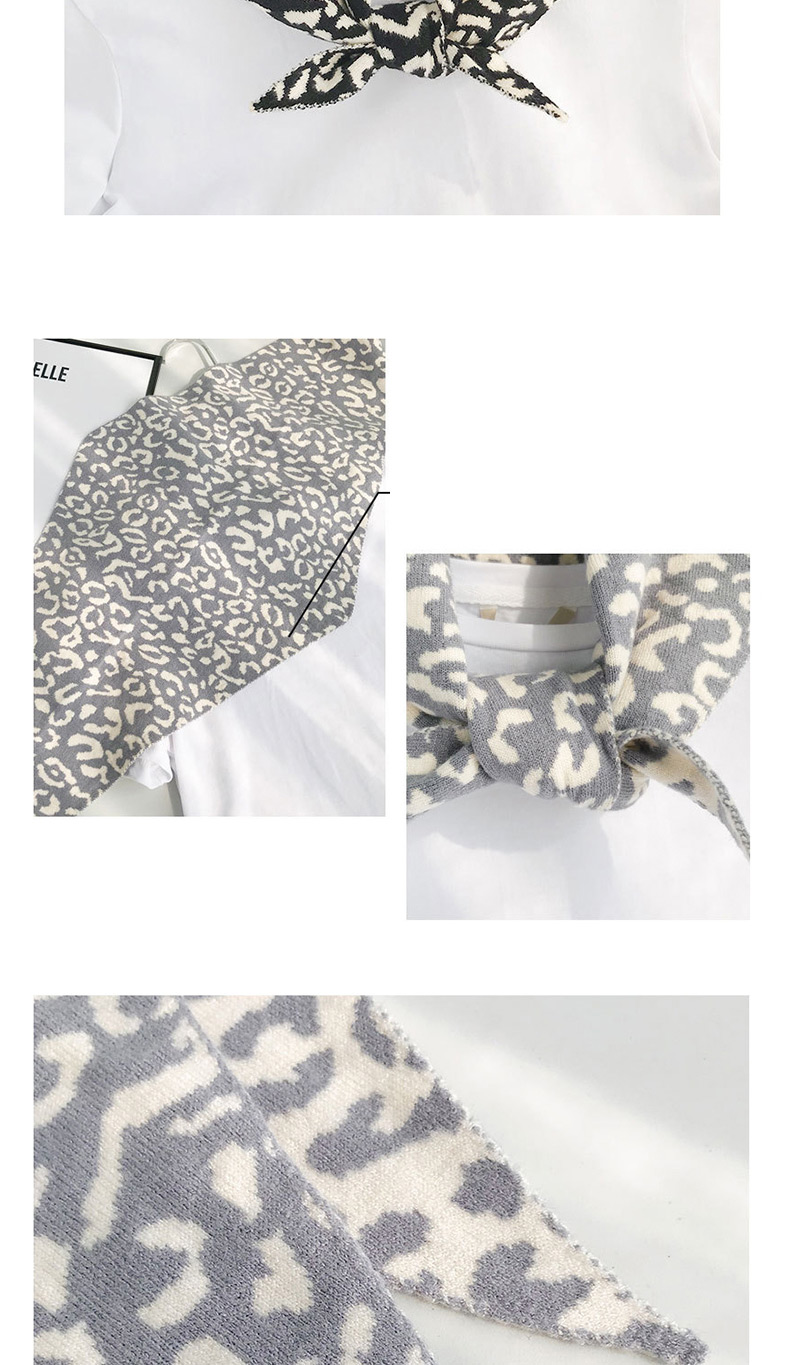 Fashion Leopard-print Diamond Towel Light Gray Knitted Color Triangle,Thin Scaves