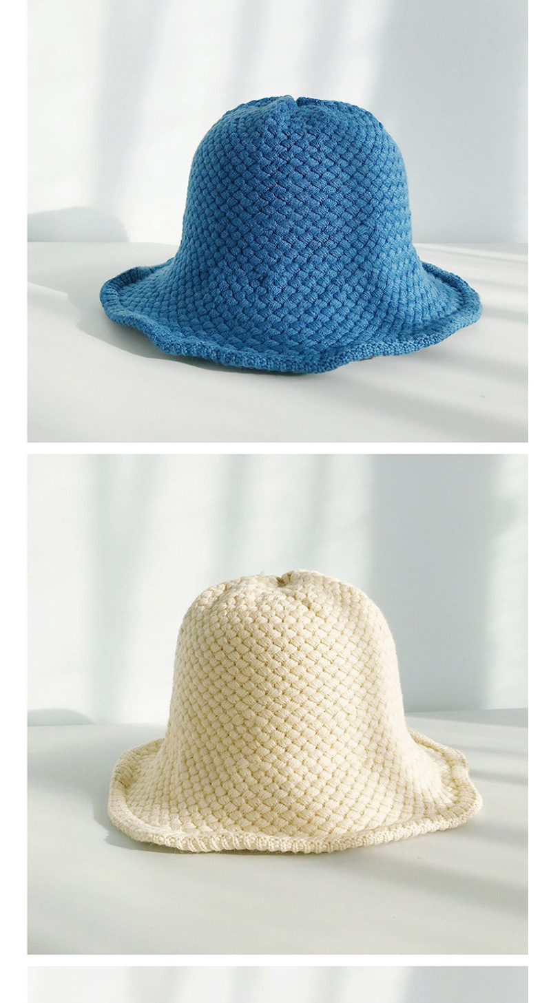 Fashion Bamboo Braided Blue Knitted Wool Cap,Knitting Wool Hats