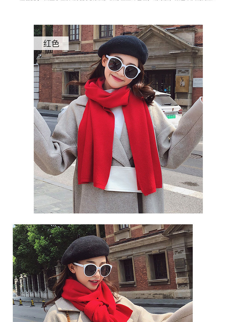 Fashion Knitted Monochrome Slab Red Knitted Scarves,knitting Wool Scaves