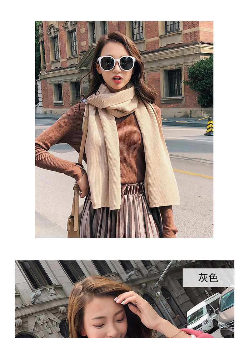 Fashion Knitted Monochrome Slab Yarn Knitted Scarves,knitting Wool Scaves