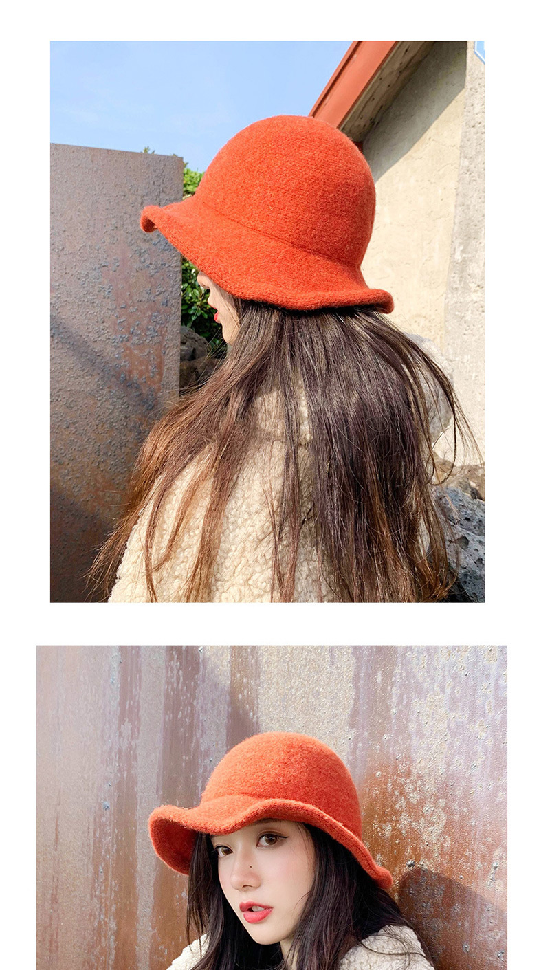 Fashion Brushed Light Board Knitted Orange Wool Knit Fisherman Hat,Knitting Wool Hats