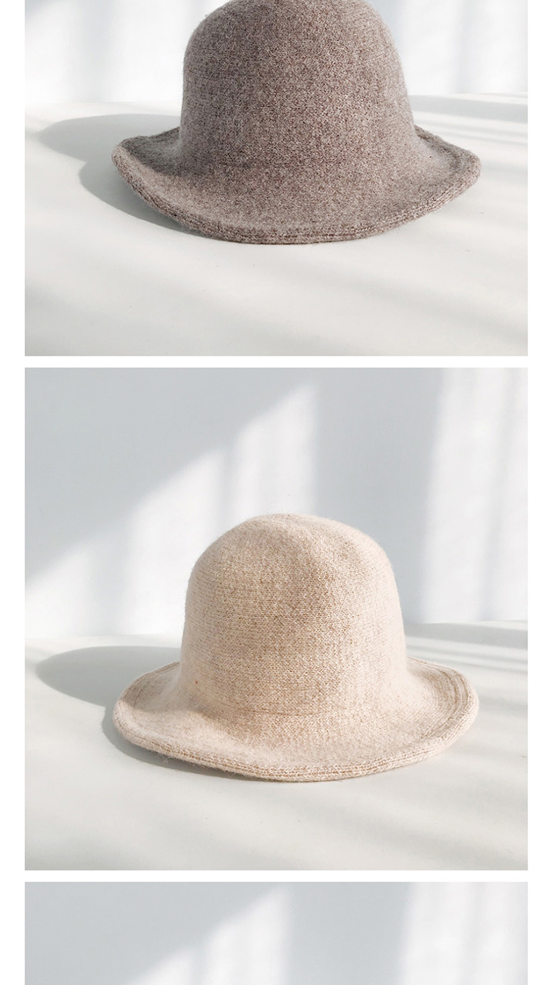 Fashion Brushed Light Board Knitted Beige Wool Knit Fisherman Hat,Knitting Wool Hats
