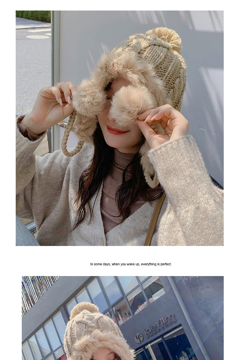 Fashion Rabbit Hair Twist Khaki Plush Knitted Wool Cap,Knitting Wool Hats