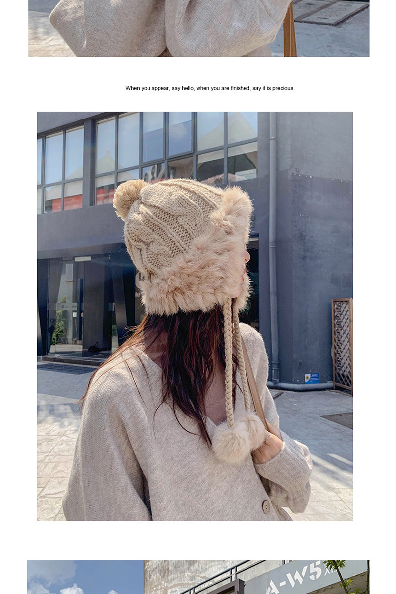 Fashion Rabbit Hair Twist Black Plush Knitted Wool Cap,Knitting Wool Hats