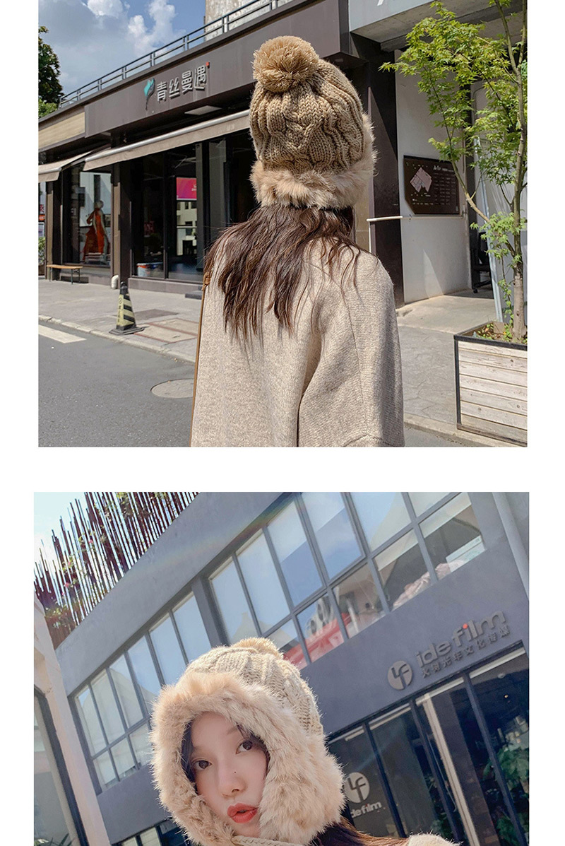 Fashion Rabbit Hair Twist Beige Plush Knitted Wool Cap,Knitting Wool Hats
