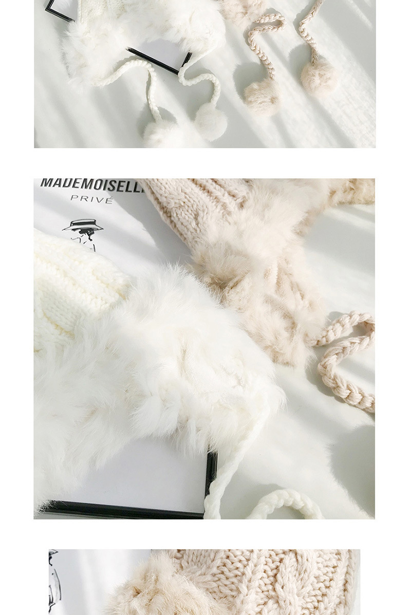 Fashion Rabbit Hair Twist White Plush Knitted Wool Cap,Knitting Wool Hats