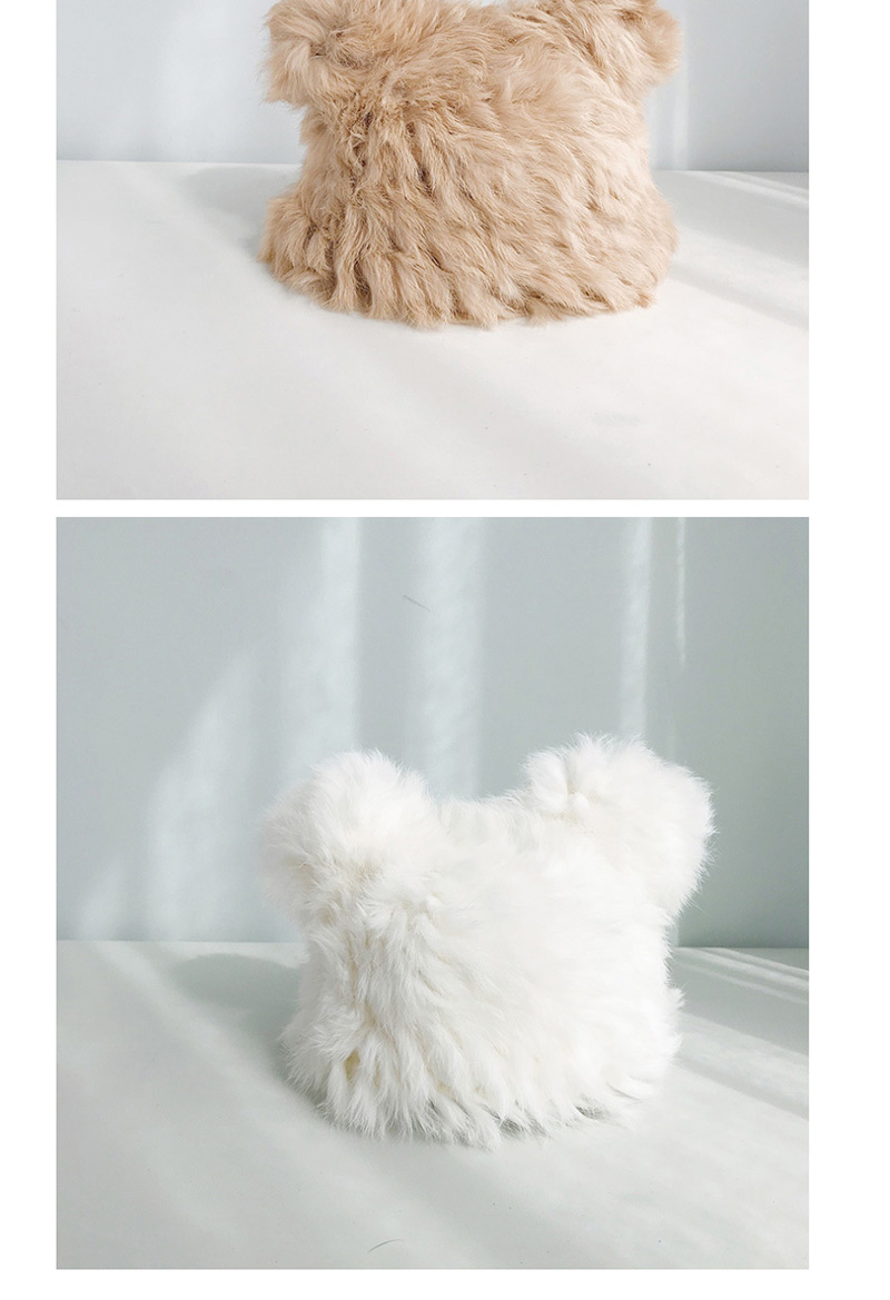 Fashion Rabbit Fur Panda Hat Beige Cat Ear Knit Wool Cap,Knitting Wool Hats