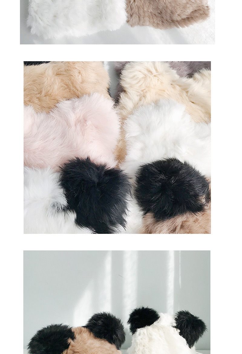 Fashion Rabbit Fur Panda Hat All White Cat Ear Knit Wool Cap,Knitting Wool Hats