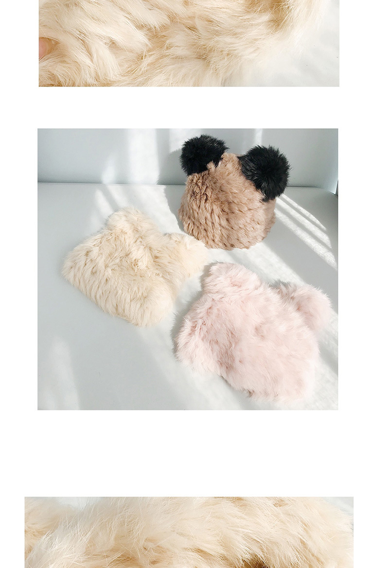 Fashion Rabbit Fur Panda Hat Khaki Cat Ear Knit Wool Cap,Knitting Wool Hats