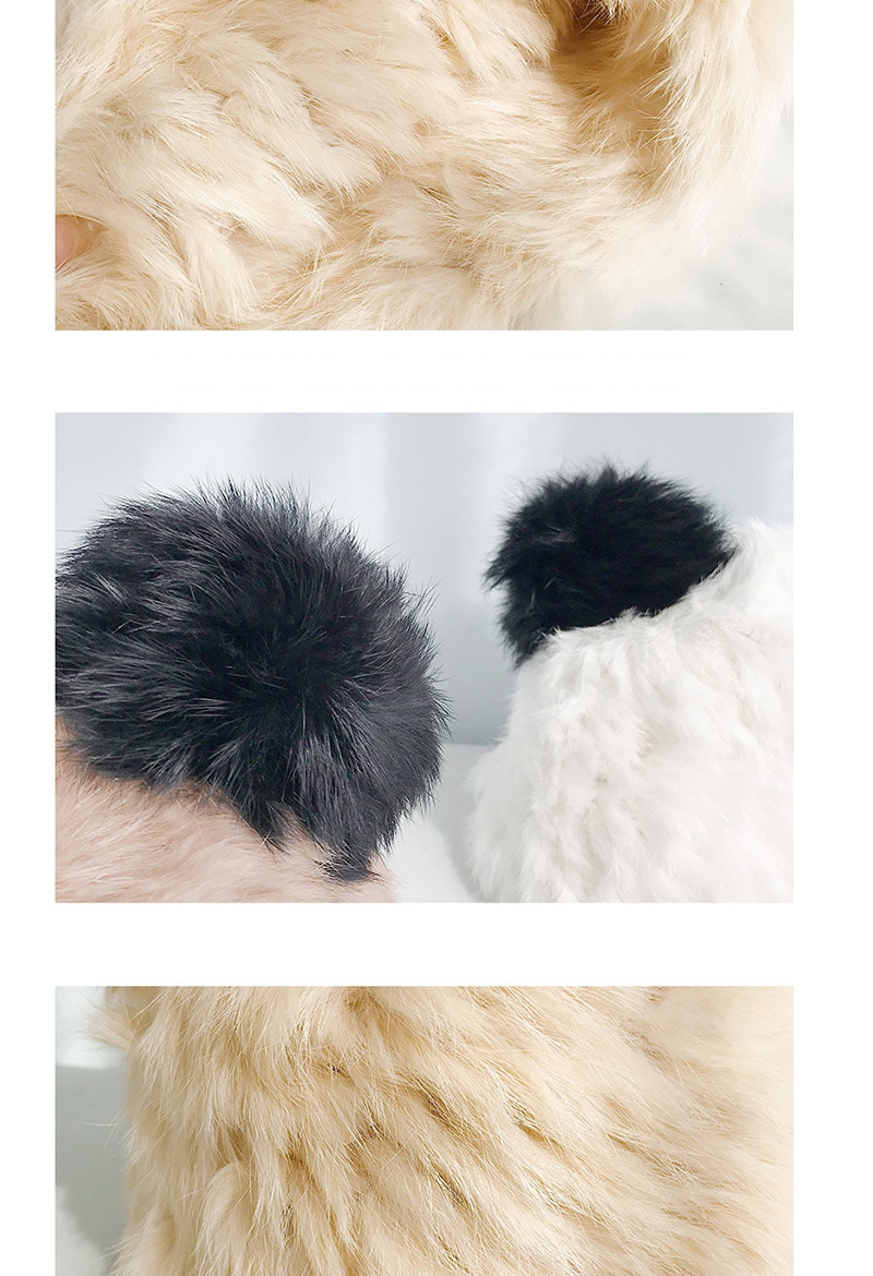 Fashion Rabbit Fur Panda Hat White Hat Black Ear Cat Ear Knit Wool Cap,Knitting Wool Hats