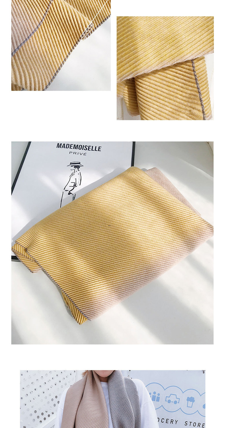Fashion Gradient Pleated Yellow Khaki Imitation Cashmere Scarf Shawl Dual Purpose,Thin Scaves