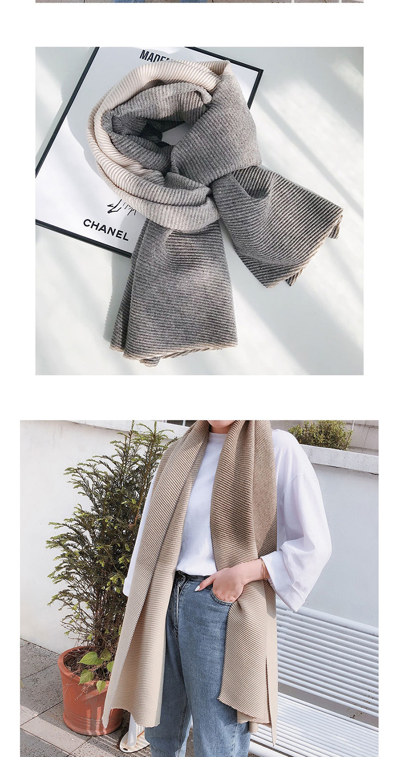 Fashion Gradient Pleated Gray Beige Imitation Cashmere Scarf Shawl Dual Purpose,Thin Scaves