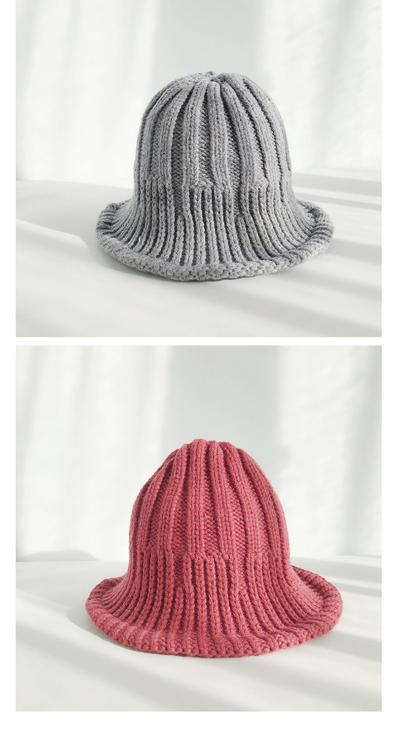 Fashion Thick Vertical Strip Dark Gray Knitted Wool Foldable Striped Stretch Fisherman Hat,Knitting Wool Hats