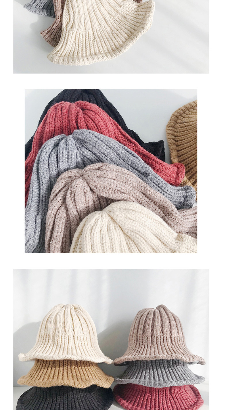 Fashion Thick And Thin Vertical Beige Knitted Wool Foldable Striped Stretch Fisherman Hat,Knitting Wool Hats