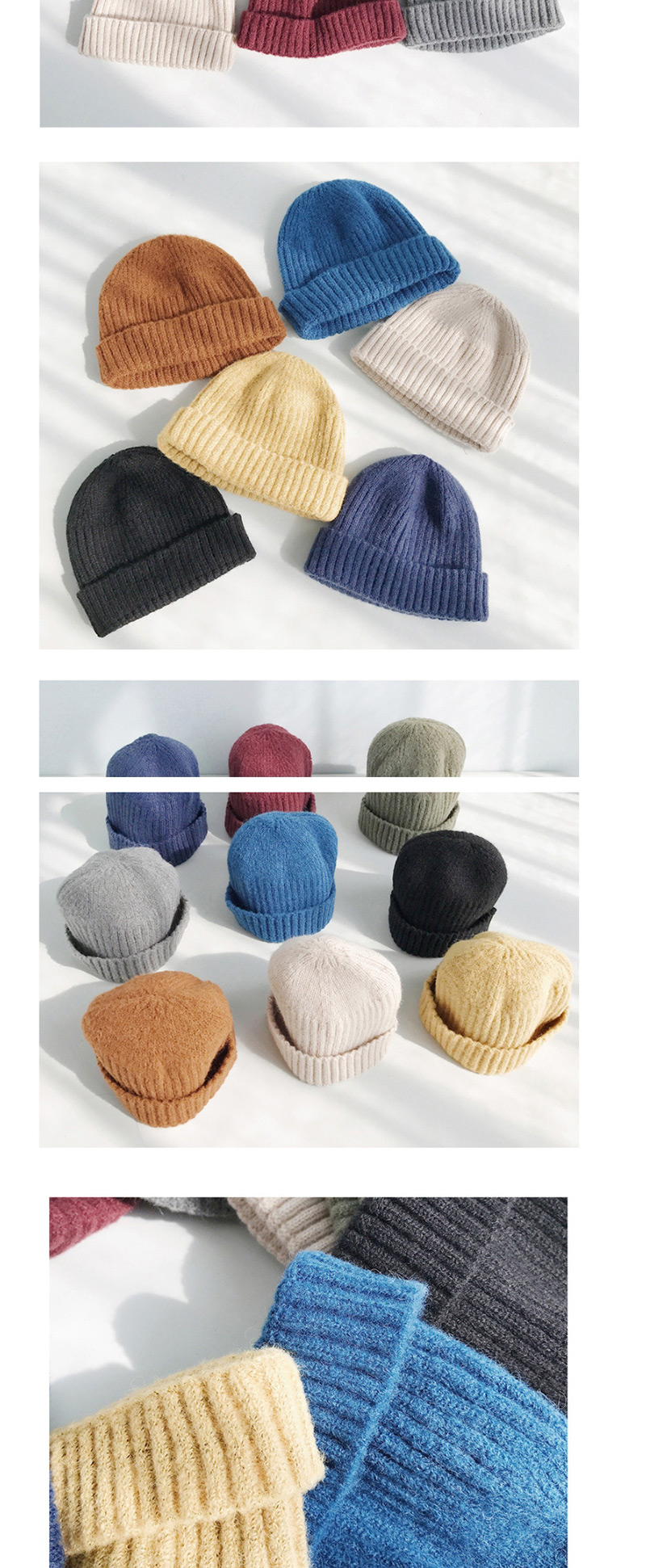 Fashion Short Mohair Dark Blue Knitted Wool Cap,Knitting Wool Hats