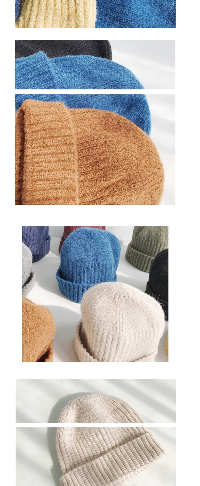 Fashion Short Mohair Beige Knitted Wool Cap,Knitting Wool Hats