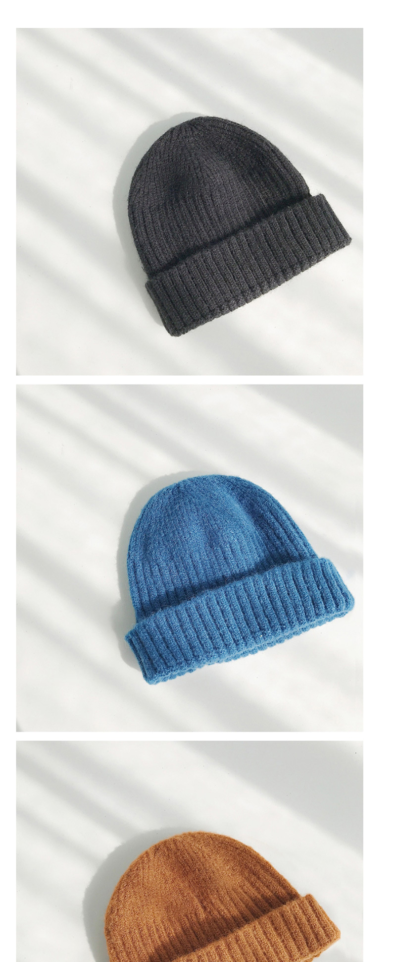 Fashion Short Mohair Black Knitted Wool Cap,Knitting Wool Hats