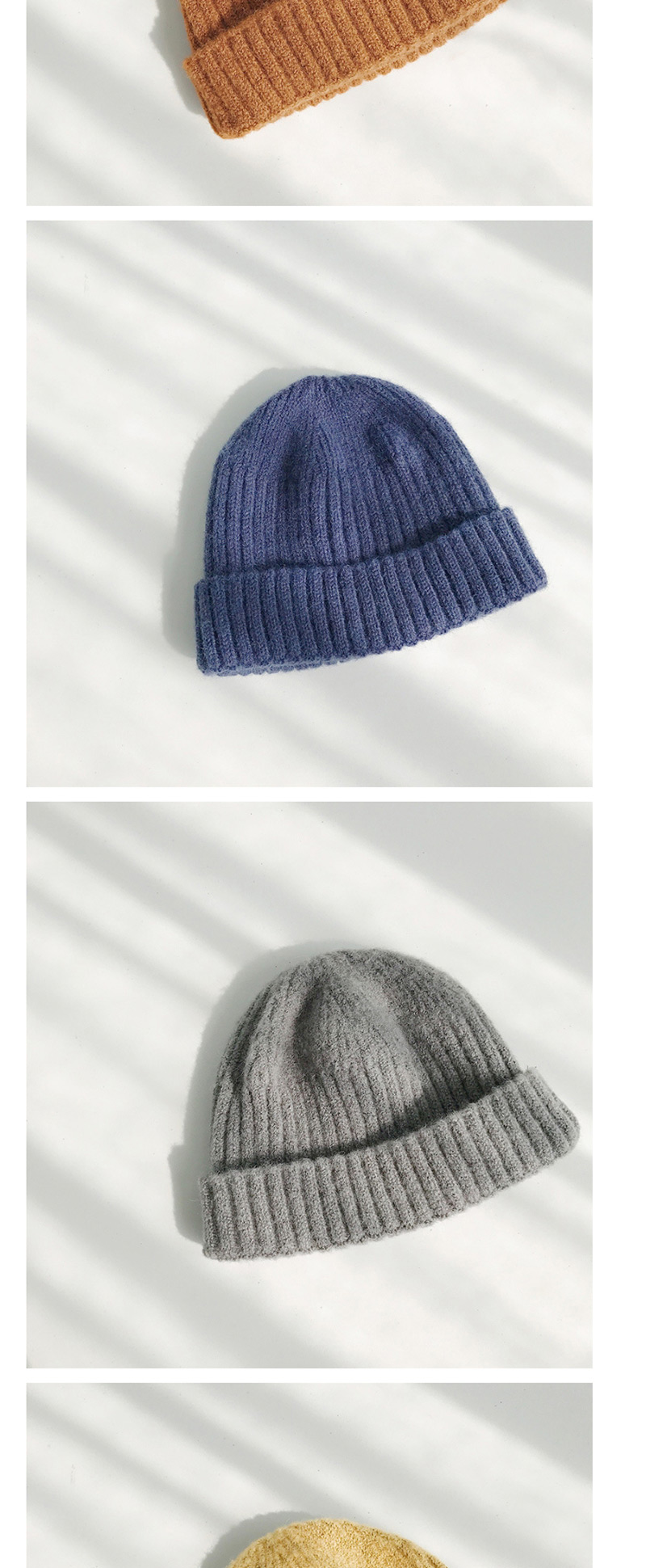 Fashion Short Mohair Grey Knitted Wool Cap,Knitting Wool Hats