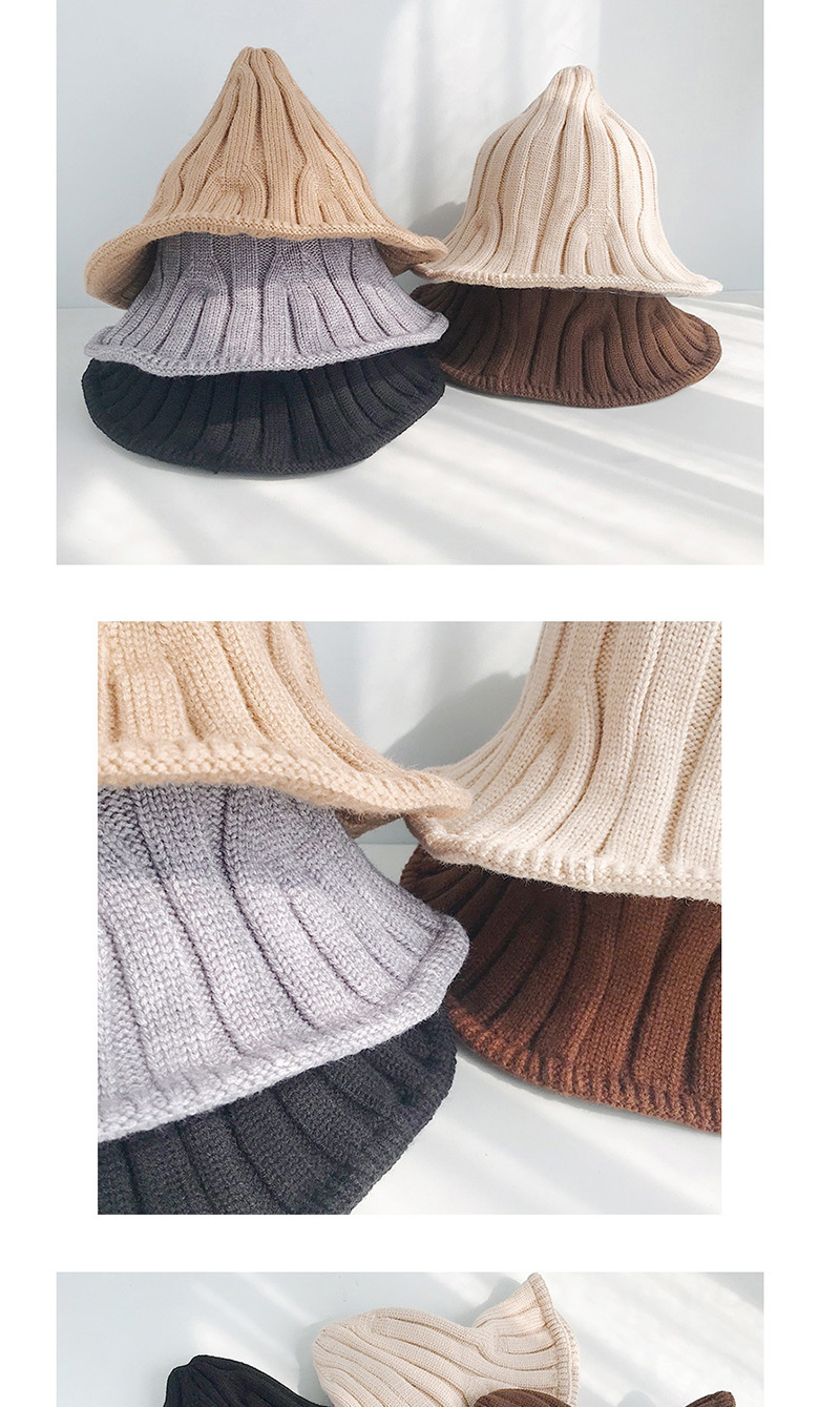 Fashion Wide Knit Beige Striped Knit Wool Hat,Knitting Wool Hats