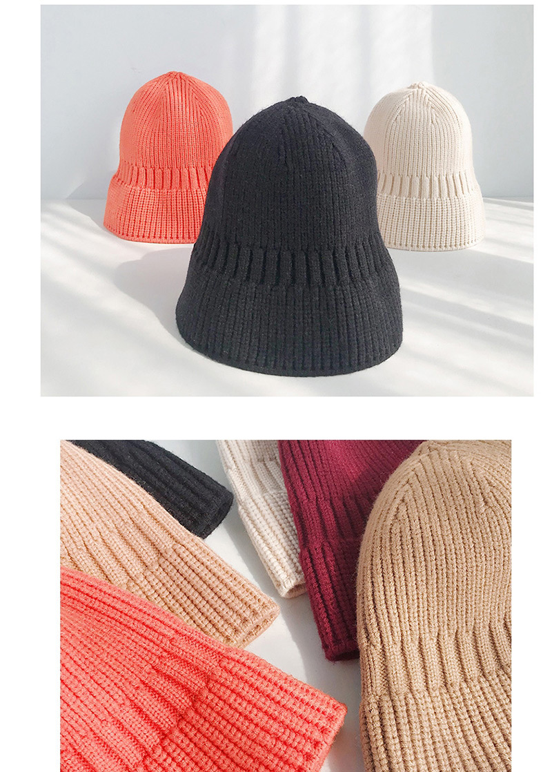 Fashion Wool Bucket Cap Orange Powder Knit Fisherman Hat,Knitting Wool Hats