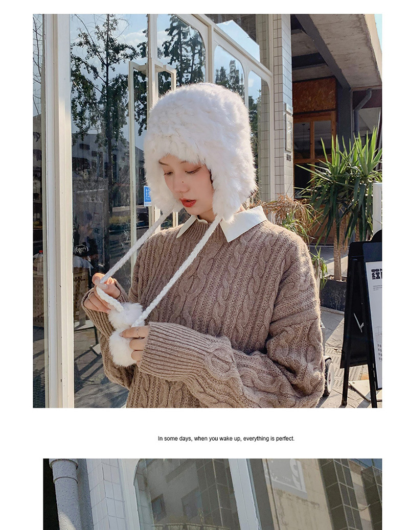 Fashion Whole Rabbit Hair Plus Velvet Milk White Rabbit Fur Plus Velvet Double Wool Ball Wool Cap,Knitting Wool Hats