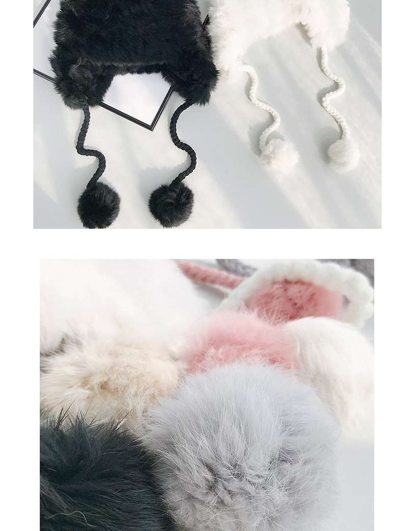 Fashion Whole Rabbit Hair Plus Velvet Beige Rabbit Fur Plus Velvet Double Wool Ball Wool Cap,Knitting Wool Hats