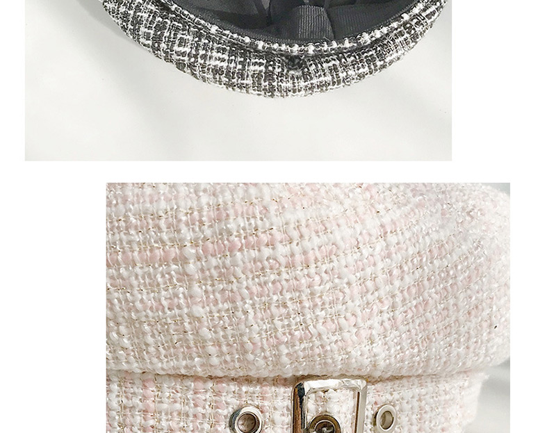 Fashion Fragrant Side Buckle Beige Flat Top Beret,Beanies&Others